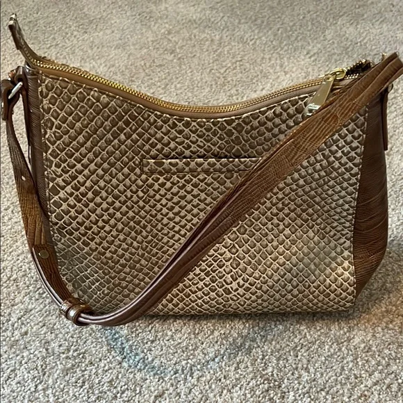 Brahmin Gold and Brown Shoulder Bag with Hobo Shape - Picture 2 of 5